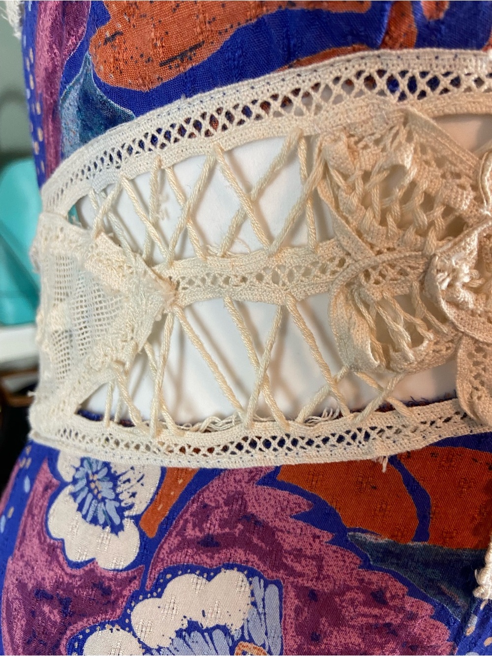 Free People Jolene Floral Crochet Lace Maxi Dress Cobalt Blue Small S - Picture 12 of 15